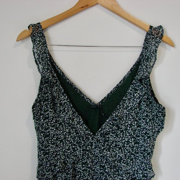 Floral Summer Sleeveless Mini Dress Storia Green White Ruffles Wedding Medium - Picture 14 of 16